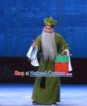 Tell on Sargam Chinese Ping Opera Elderly Male Garment Costumes and Headwear Pingju Opera Old Servant Zhang Zhong Apparels Clothing