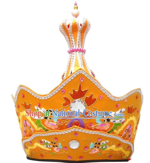 Chinese Traditional Buddhist Hair Accessories Mitre Vairocana Headwear Top Grade Monk Embroidered Dragons Orange Hat