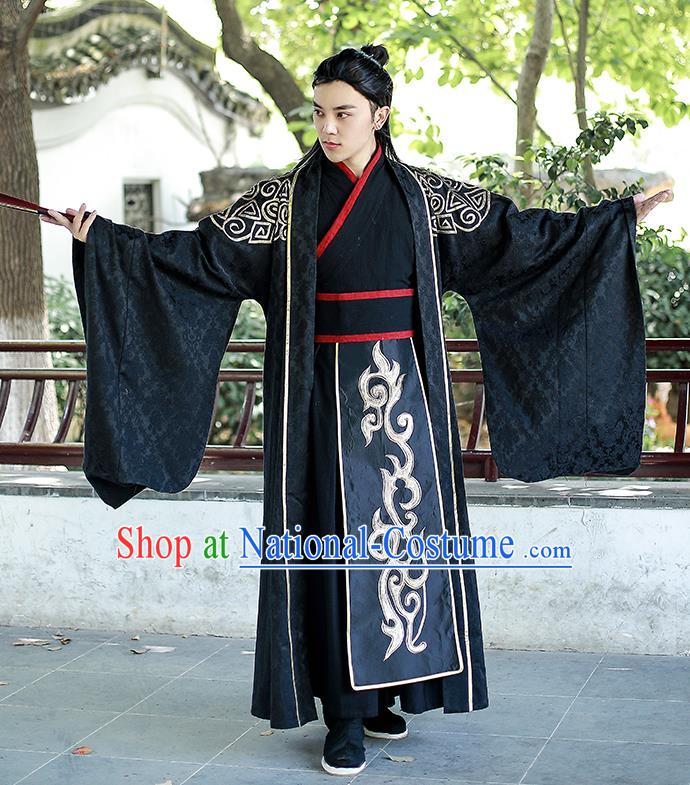 Chinese Han Dynasty Swordsman Historical Costumes Traditional Apparels Ancient Drama Prince Hanfu Clothing for Men