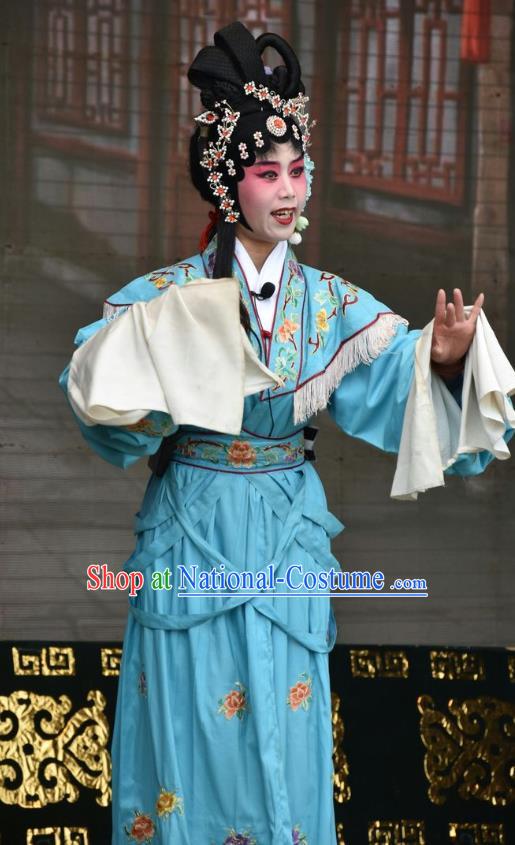 Chinese Jin Opera Young Beauty Garment Costumes and Headdress Tu Fu Zhuang Yuan Traditional Shanxi Opera Actress Dress Diva Dang Fengying Apparels