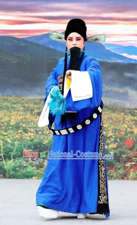 Shuang Luo Shan Chinese Shanxi Opera Minister Apparels Costumes and Headpieces Traditional Jin Opera Garment Official Clothing