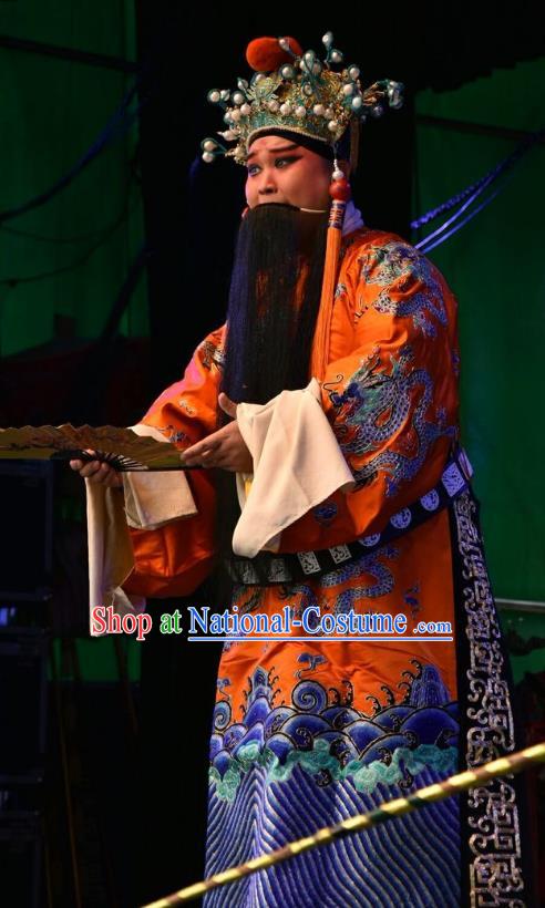 Wei Shui River Chinese Shanxi Opera Monarch Apparels Costumes and Headpieces Traditional Jin Opera Laosheng Garment King Ji Chang Clothing