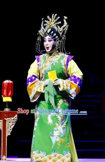 Chinese Cantonese Opera Empress Garment Prince Rui and Concubine Zhuang Costumes and Headdress Traditional Guangdong Opera Apparels Queen Xiaozhuang Green Dress