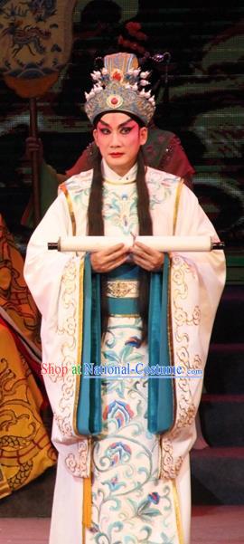 Legend of Er Lang Chinese Guangdong Opera Xiaosheng Apparels Costumes and Headwear Traditional Cantonese Opera Young Male Garment Prince Boyi Kao Clothing