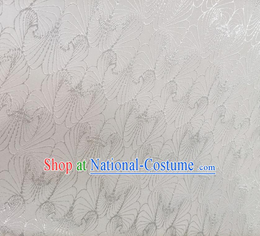 Asian Chinese Traditional Conch Pattern Design White Brocade Fabric Silk Tapestry Tang Suit Material