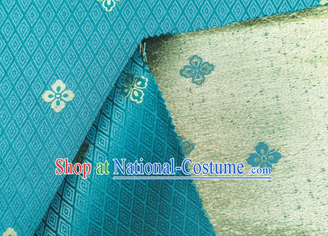 Japanese Traditional Sorbus Pattern Design Teal Brocade Fabric Silk Material Traditional Asian Japan Kimono Nishijin Satin Tapestry