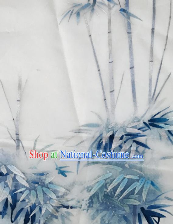 Traditional Chinese Embroidered Blue Bamboo Fabric Hand Embroidering Dress Applique Embroidery Veil Patches Accessories
