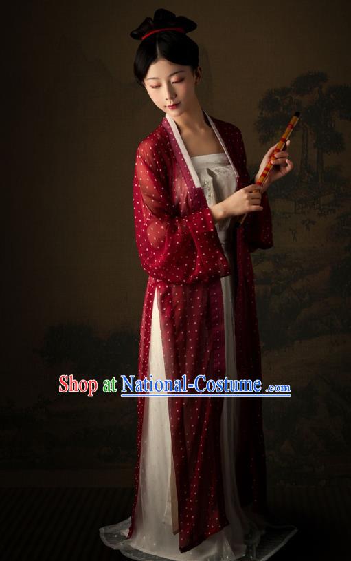 China Traditional Song Dynasty Young Lady Historical Costumes Ancient Village Woman Hanfu Apparels Clothing