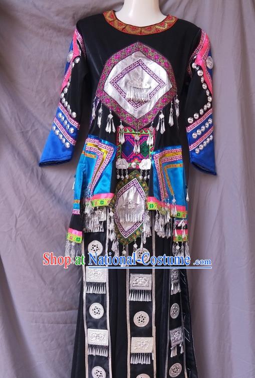 Chinese Hmong Ethnic Woman Stage Performance Costumes Traditional Miao National Minority Folk Dance Clothing