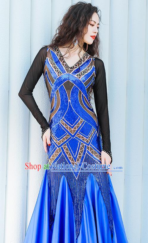 Asian Oriental Dance Royalblue Fishtail Dress India Traditional Belly Dance Clothing