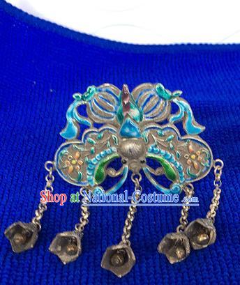 Chinese Ancient Palace Princess Hairpin Traditional Qing Dynasty Court Lady Cloisonne Butterfly Tassel Hair Stick