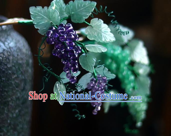 Chinese Ancient Princess Amethyst Grape Hairpin Traditional Song Dynasty Court Hair Stick