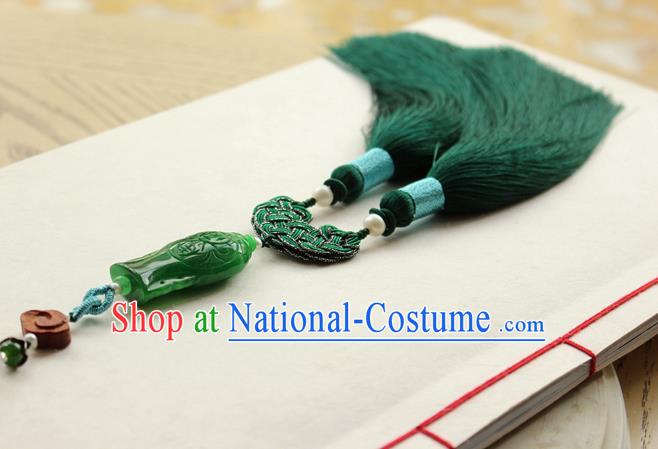 Chinese National Jade Waist Tassel Pendant Classical Qipao Dress Brooch