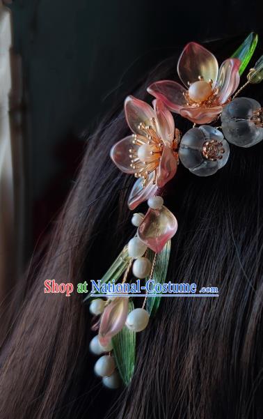 Chinese Ancient Princess Hairpin Traditional Song Dynasty Noble Lady Peach Blossom Hair Stick Headwear