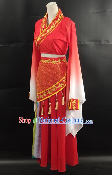 Top Chinese Woman Swords Dance Garment Costume Traditional Hanfu Dance Performance Clothing Classical Dance Rosy Dress