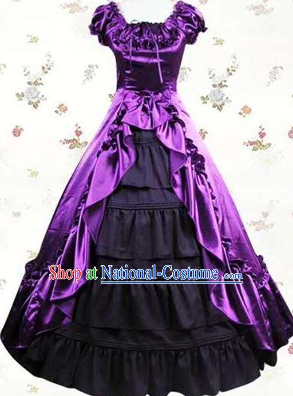 Top Gothic Court Purple Dress Halloween Cosplay Princess Garment Costume Opera Stage Full Dress European Noble Woman Clothing