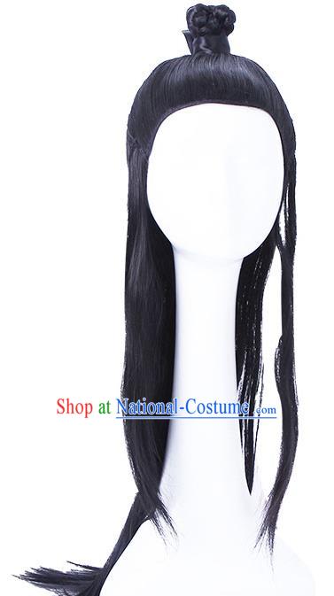 Chinese Handmade Ming Dynasty Swordsman Wigs Traditional Drama The Untamed Cosplay Wei Wuxian Headdress Ancient Young Knight Hairpieces