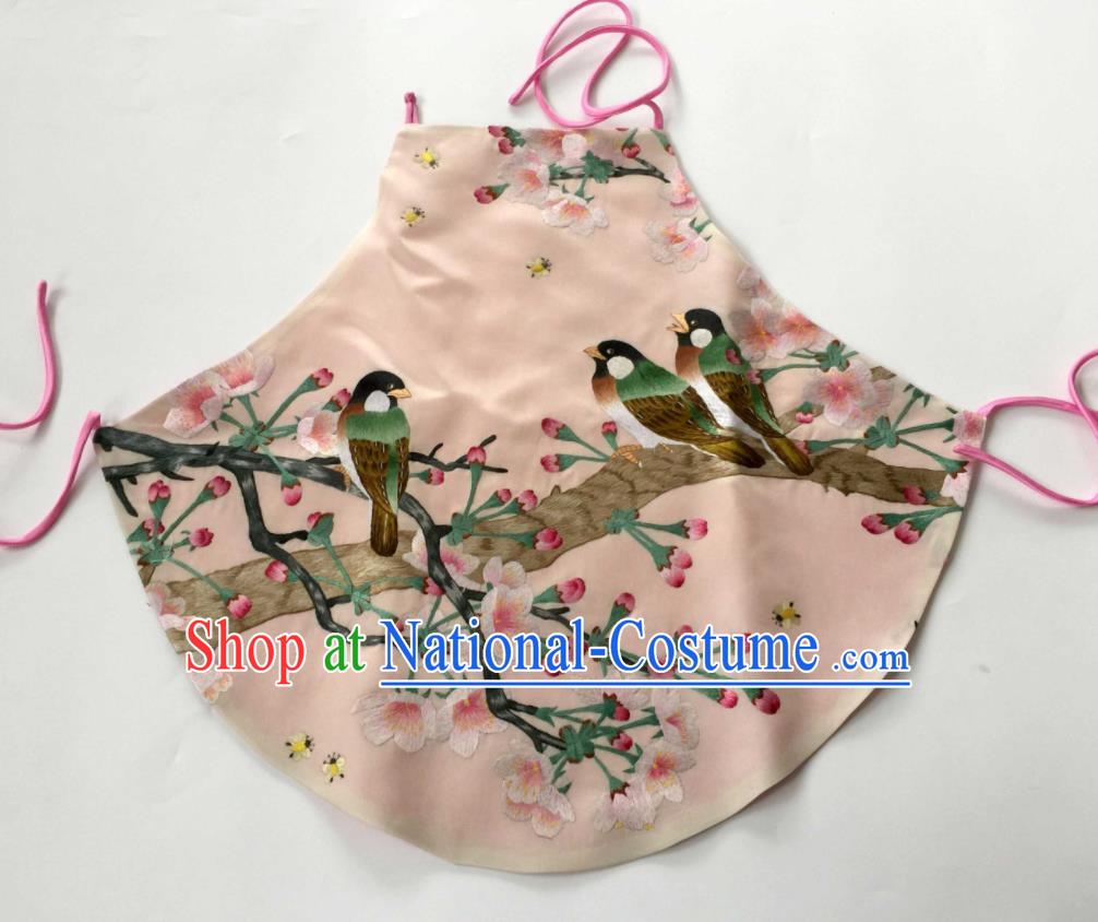 Chinese Suzhou Embroidery Begonia Bird Bellyband Traditional Orange Silk Stomachers Clothing National Woman Cheongsam Underwear