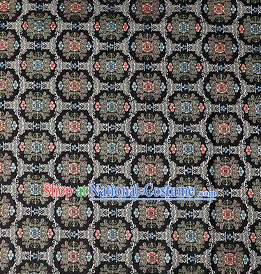 China Traditional Hanfu Satin Fabric Classical Pattern Black Brocade Material Tang Suit Silk Damask Jacquard Textile Tapestry