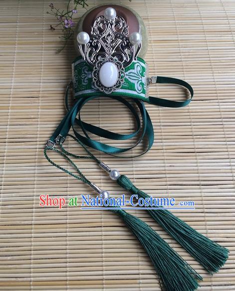 Chinese Ancient Young Male Green Hair Crown Drama Swordsman Headpiece Traditional Ming Dynasty Childe Hair Accessories