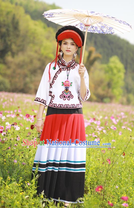 China Photography Clothing Ethnic Dance Dress Outfits Traditional Guangxi Minority Garment Costumes Yi Nationality Woman Clothing