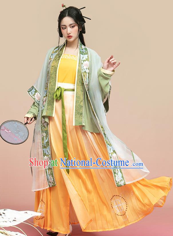 China Traditional Female Historical Clothing Ancient Young Beauty Garment Costumes Song Dynasty Hanfu Dress Apparels Complete Set