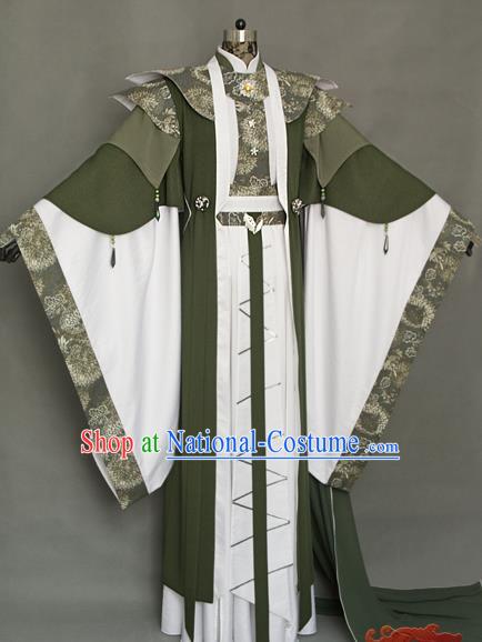 China Traditional Puppet Show Swordsman Mo Cangli Uniforms Cosplay Chivalrous Knight Hanfu Clothing Ancient King Garment Costumes