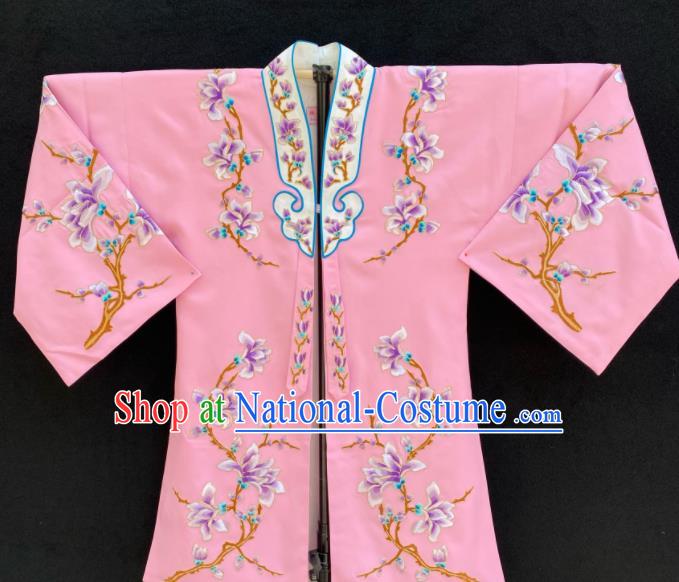 China Ancient Princess Clothing Beijing Opera Hua Tan Embroidered Magnolia Pink Cape Traditional Opera Young Lady Garment Costume