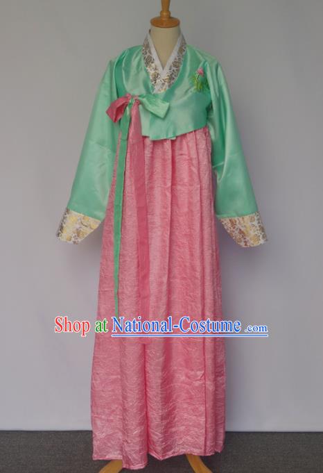 Korean Dance Clothing Green Blouse and Pink Dress Chinese Classical Dance Garment Costumes