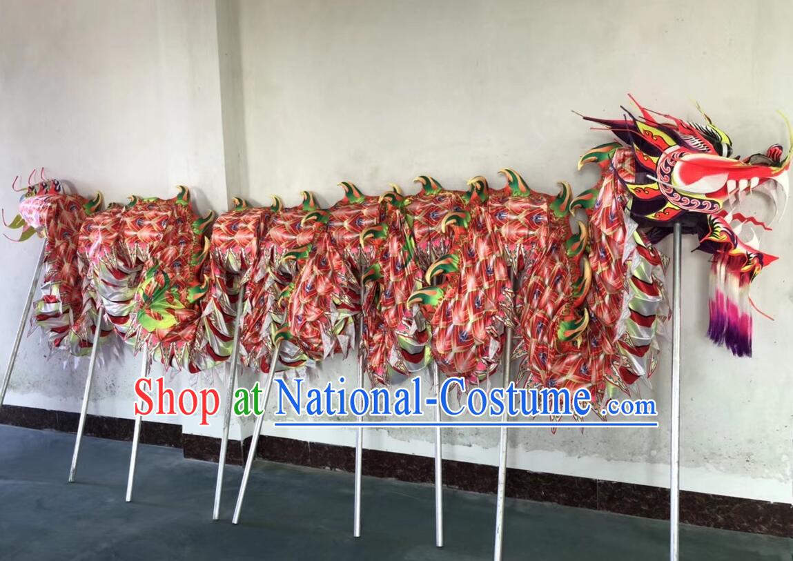 Professional Parade Dragon Dance Fluorescent Costume Chinese Celebration Red Dragon Props