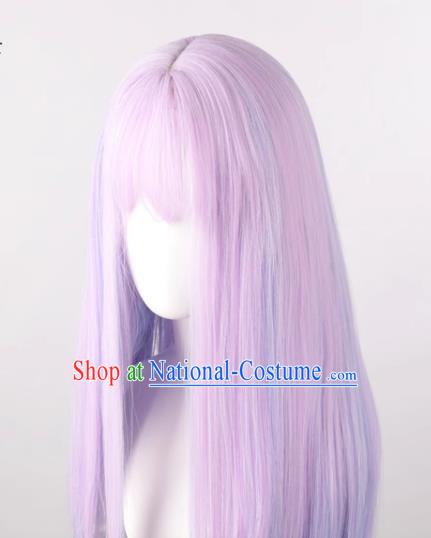 Wig Female Long Hair Long Straight Hair Pink Purple Mixed Blue Gradient Lolita Ladies Lolita Whole Wig