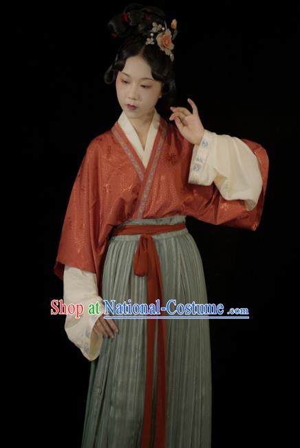 Chinese Ancient Young Woman Garment Costumes Traditional Hanfu Dresses Song Dynasty Noble Mistress Clothing
