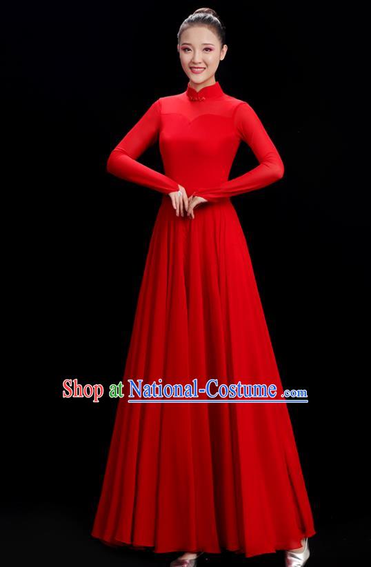 Chinese Classical Dance Costume Opening Dance Red Dress Women Group Chorus Clothing
