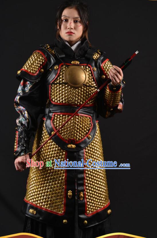 Ancient Ming Dynasty Hauberk Chain Armor Chinese General Armor Costumes Complete Set