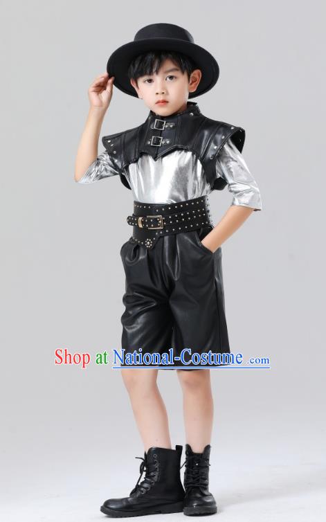 Children Metaverse Costume Boys And Girls Technology Sense Costume Silver Warrior Cool Sci Fi Catwalk Fashion Costume