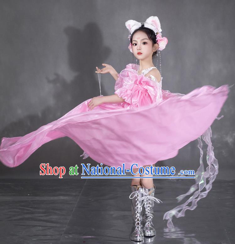 Girls Pink Fairy Dress Dress Spring Equinox Sea Of Flowers Catwalk Catwalk Sweet Dress