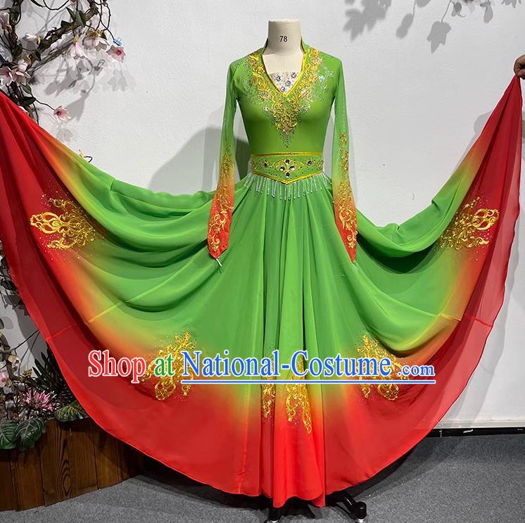 China Xinjiang Dance 540 Degree Art Test Large Swing Skirt Female Uyghur Performance Costume Stage Performance Costume Uyghur Dance Costume