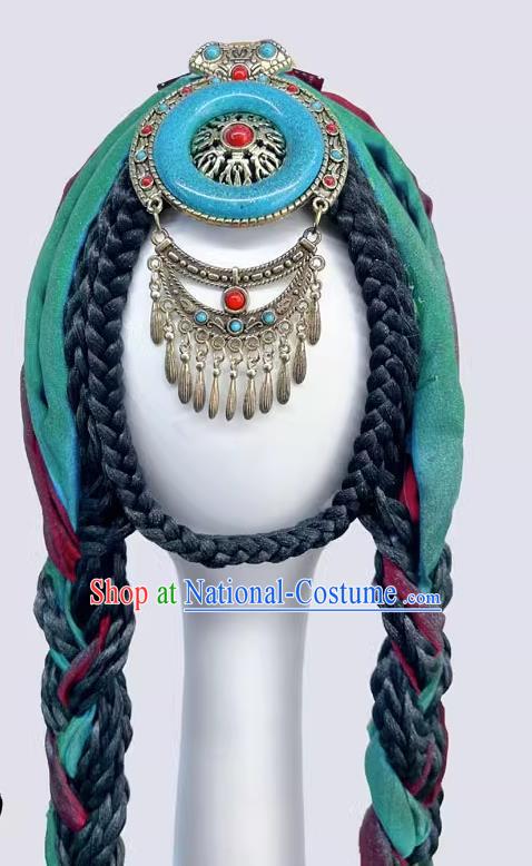 Mongolian Dance Headwear Women Mongolian Minority Dance Hat Mongolian Robe Costume Headwear Wig