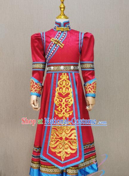 Red Children Mongolian Dance Costume Happy Sunshine Girl Solo Mongolian Costume Female Skirt