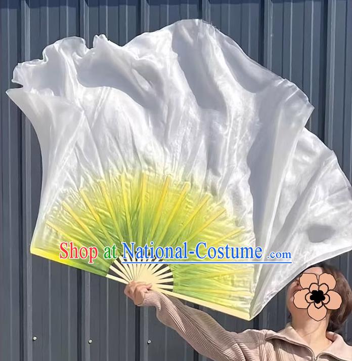 China Women Group Dancing Fan Handmade Yangko Dance Pure Silk Fan Classical Dance Folding Fan