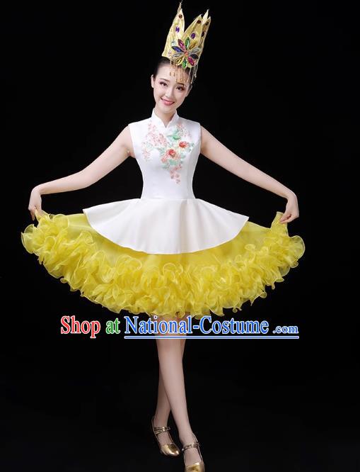 Yellow Modern Dance Costume Fashion Opening Dance Costume Chorus Singing Dancer Skirt Square Dance Costume Female