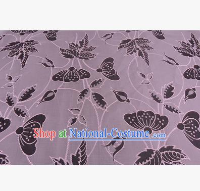 Chinese Traditional Costume Royal Palace Butterfly Pattern Lilac Brocade Fabric, Chinese Ancient Clothing Drapery Hanfu Cheongsam Material